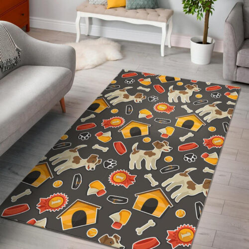 Jack Russell Dog Pattern Print Sillvela Area Rug