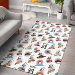 Japanese Sushi Kawaii Pattern Print Sillvela Area Rug