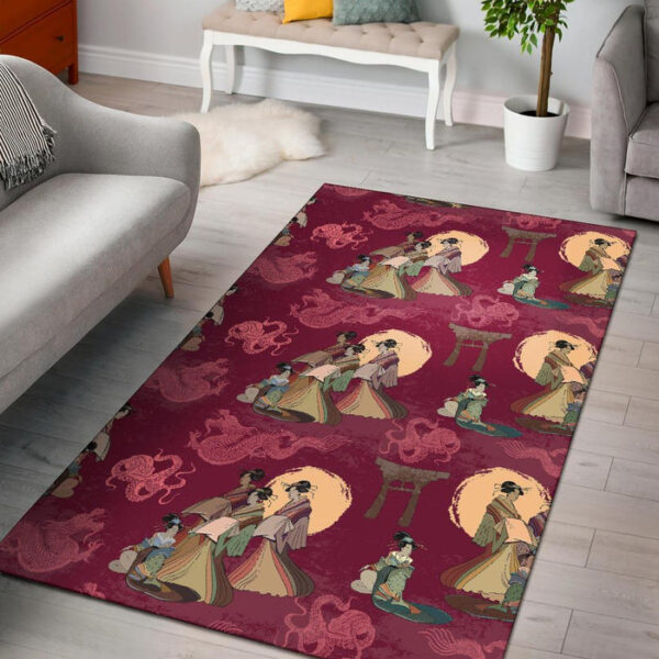 Japanese Tokyo Pattern Print Sillvela Area Rug