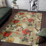 Japanese Tokyo Print Pattern Sillvela Area Rug