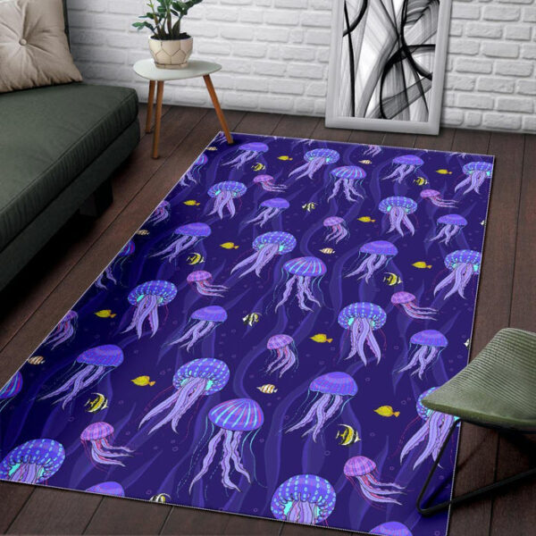 Jellyfish Cartoon Print Pattern Sillvela Area Rug