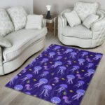 Jellyfish Cartoon Print Pattern Sillvela Area Rug