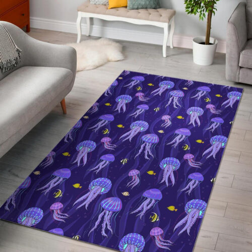 Jellyfish Cartoon Print Pattern Sillvela Area Rug