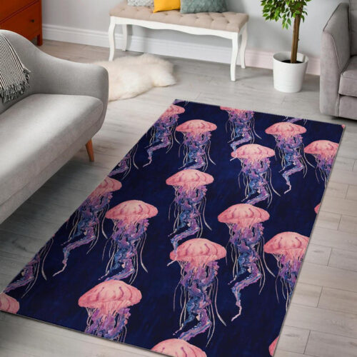 Jellyfish Print Pattern Sillvela Area Rug