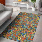 Jungle Hippie Psychedelic Trippy Sillvela Area Rug