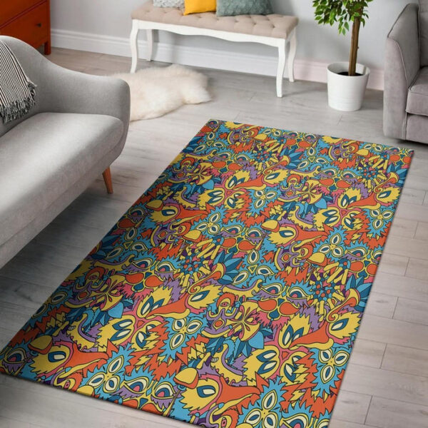 Jungle Hippie Psychedelic Trippy Sillvela Area Rug