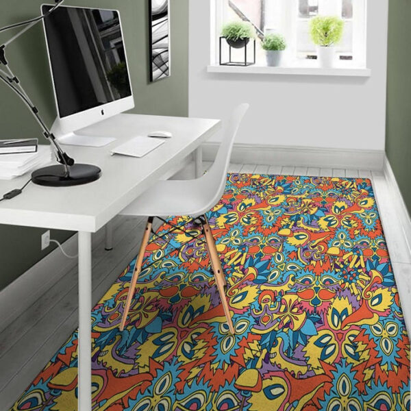 Jungle Hippie Psychedelic Trippy Sillvela Area Rug
