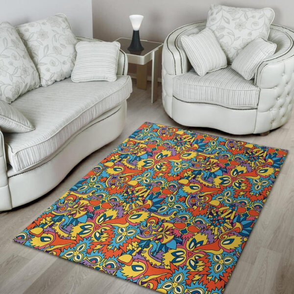Jungle Hippie Psychedelic Trippy Sillvela Area Rug