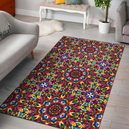 Kaleidoscope Pattern Print Sillvela Area Rug