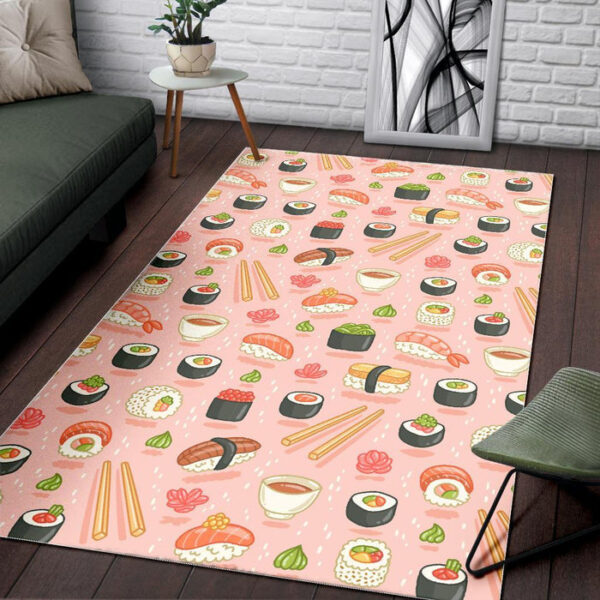 Kawaii Sushi Pattern Print Sillvela Area Rug