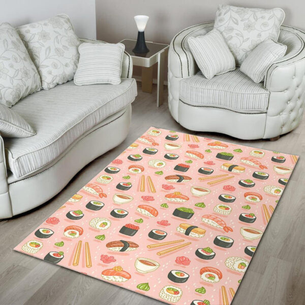 Kawaii Sushi Pattern Print Sillvela Area Rug