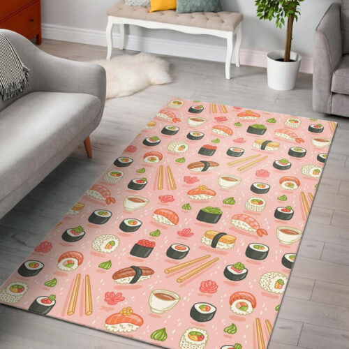 Kawaii Sushi Pattern Print Sillvela Area Rug