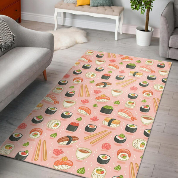 Kawaii Sushi Pattern Print Sillvela Area Rug
