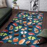 Kawaii Sushi Print Pattern Sillvela Area Rug