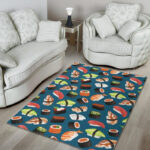 Kawaii Sushi Print Pattern Sillvela Area Rug