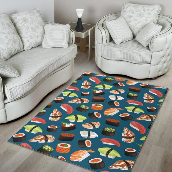 Kawaii Sushi Print Pattern Sillvela Area Rug