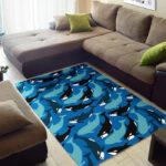 Killer Whale Orca Pattern Print Sillvela Area Rug