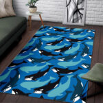Killer Whale Orca Pattern Print Sillvela Area Rug