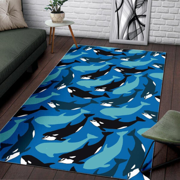 Killer Whale Orca Pattern Print Sillvela Area Rug