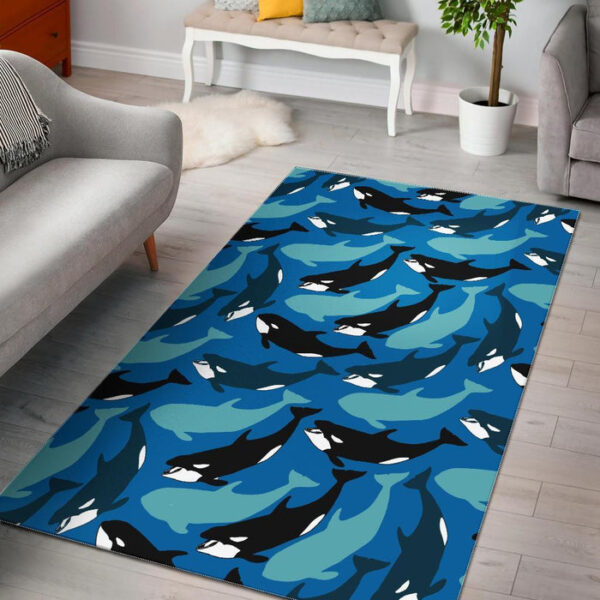 Killer Whale Orca Pattern Print Sillvela Area Rug