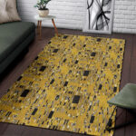 Klimt Gold Print Pattern Sillvela Area Rug