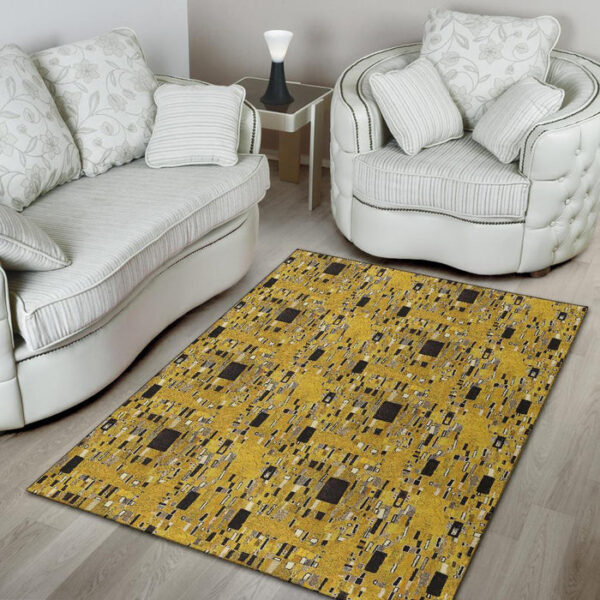 Klimt Gold Print Pattern Sillvela Area Rug