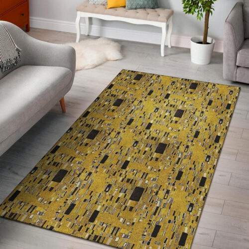 Klimt Gold Print Pattern Sillvela Area Rug
