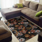 Koi Fish Crochet Lotus Pattern Print Sillvela Area Rug