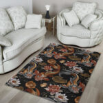 Koi Fish Crochet Lotus Pattern Print Sillvela Area Rug