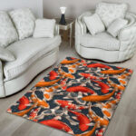 Koi Fish Pattern Print Sillvela Area Rug