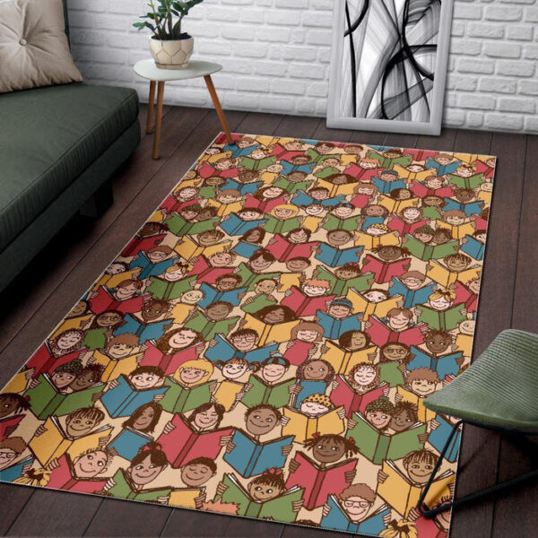 Librarian Library Book Lover Pattern Print Sillvela Area Rug