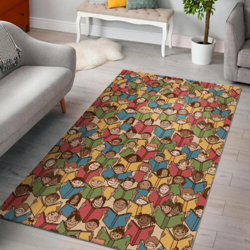 Librarian Library Book Lover Pattern Print Sillvela Area Rug