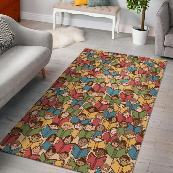 Librarian Library Book Lover Pattern Print Sillvela Area Rug