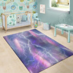 Lightning Aurora Galaxy Space Sillvela Area Rug
