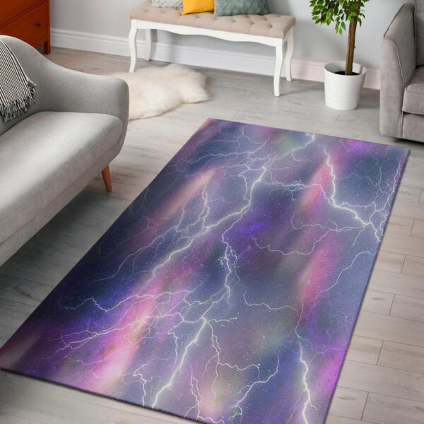 Lightning Aurora Galaxy Space Sillvela Area Rug