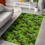 Lime Green Camo Print Sillvela Area Rug