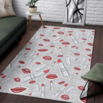 Lipstick Red Lips Pattern Print Sillvela Area Rug