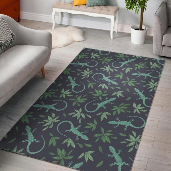 Lizard Leaf Pattern Print Sillvela Area Rug