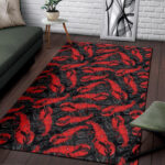 Lobster Black Pattern Print Sillvela Area Rug
