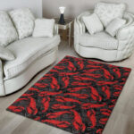 Lobster Black Pattern Print Sillvela Area Rug