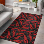 Lobster Black Pattern Print Sillvela Area Rug