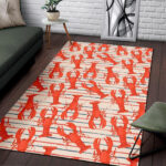 Lobster Print Pattern Sillvela Area Rug