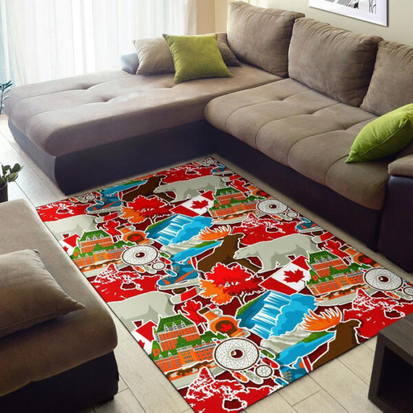 Love Canada Pattern Print Sillvela Area Rug
