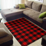 Lumberjack Red Pattern Print Sillvela Area Rug