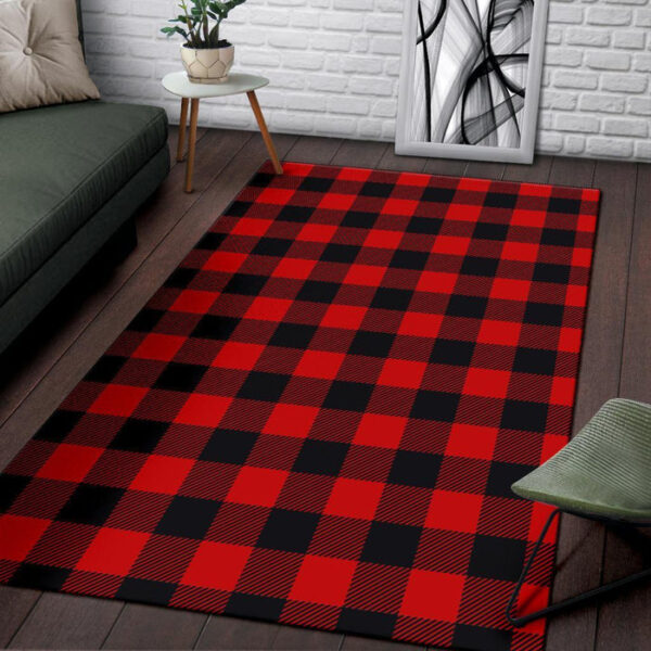 Lumberjack Red Pattern Print Sillvela Area Rug