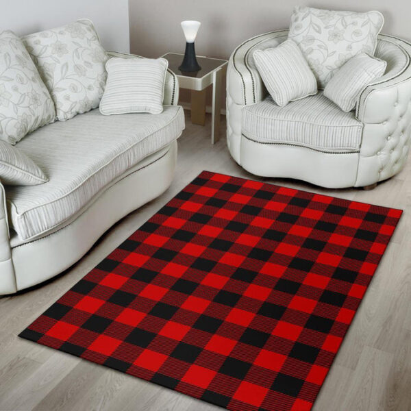Lumberjack Red Pattern Print Sillvela Area Rug
