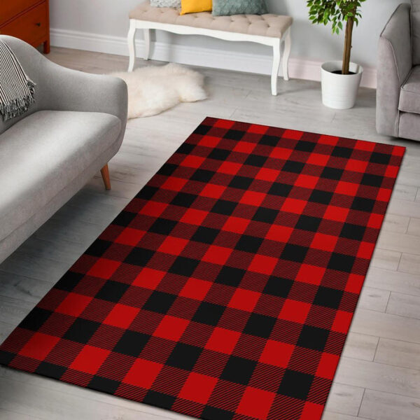Lumberjack Red Pattern Print Sillvela Area Rug