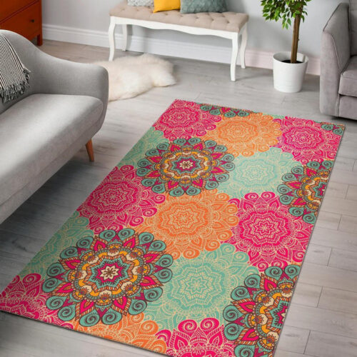 Mandala Bohemian Boho Pattern Print Sillvela Area Rug