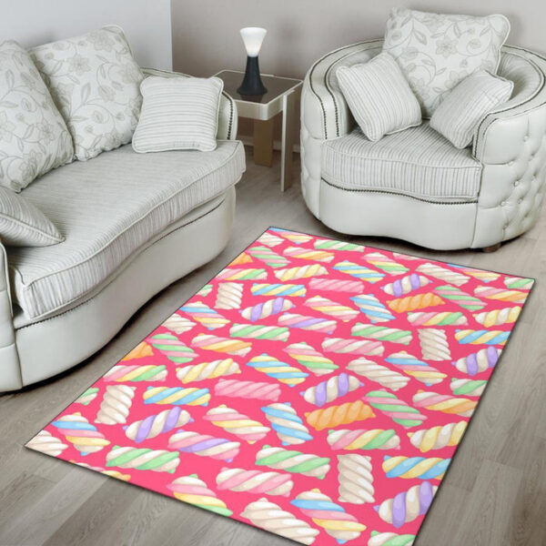 Marshmallow Pink Pattern Print Sillvela Area Rug
