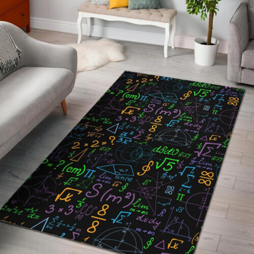 Math Pattern Print Sillvela Area Rug